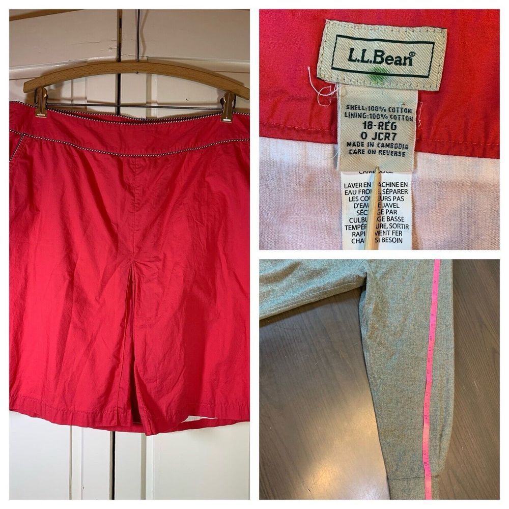 LL Bean Skirt Women Sz 18 Reg Knee‎ Length Pink Salmon Coastal Grandma